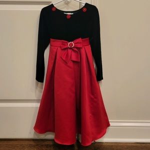 Girls size 5 Bonnie Jean red and black velvet holiday dress